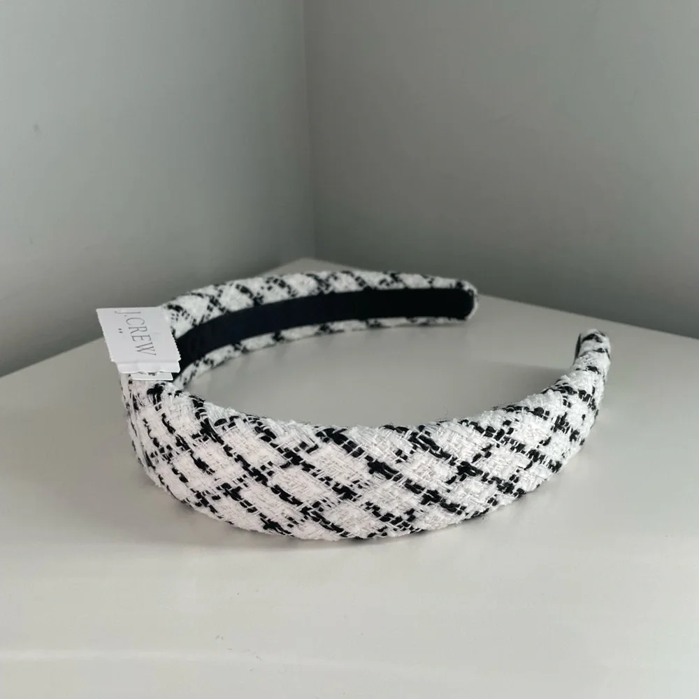 J. Crew Black And White Plaid Headband